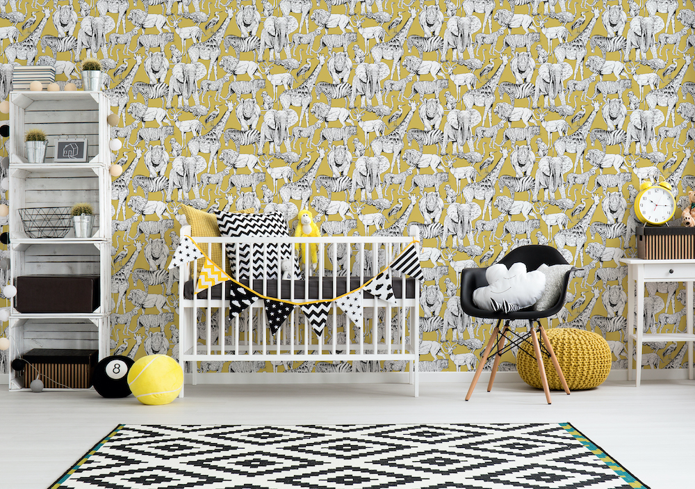 Superfresco Easy Jungle Animals Yellow Wallpaper 107691