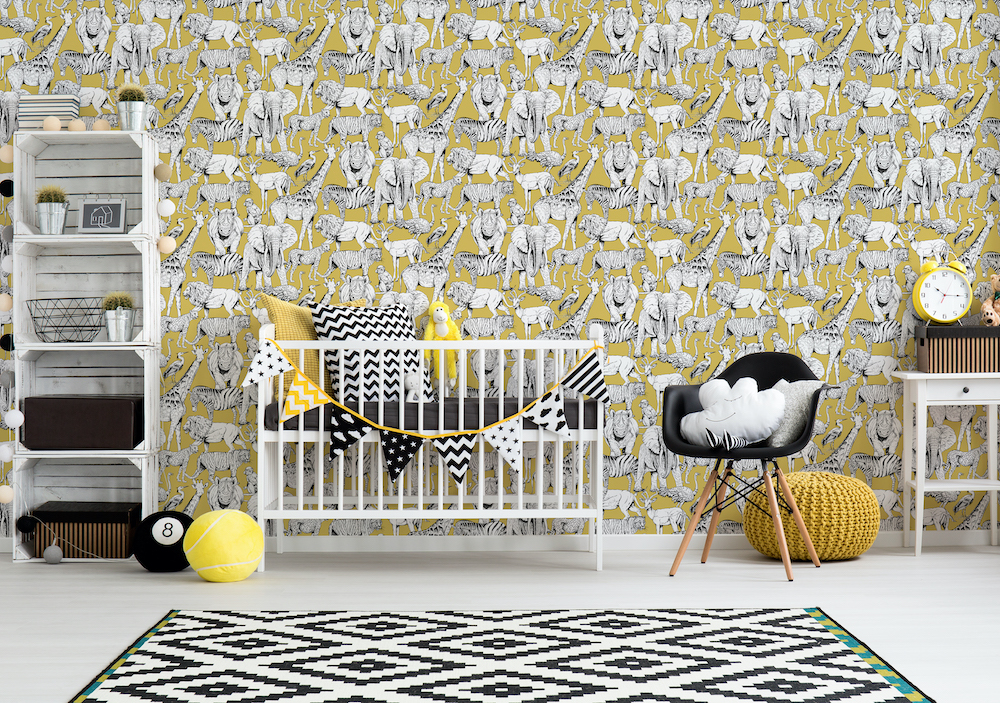 Superfresco Easy Jungle Animals Yellow Wallpaper 107691 Superfresco Easy Jungle Animals Yellow Wallpaper 107691