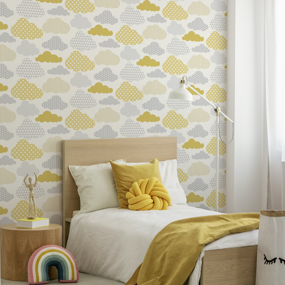 Oria Glitter Hex Wallpaper  Yellow  Geometric Wallpaper  BM