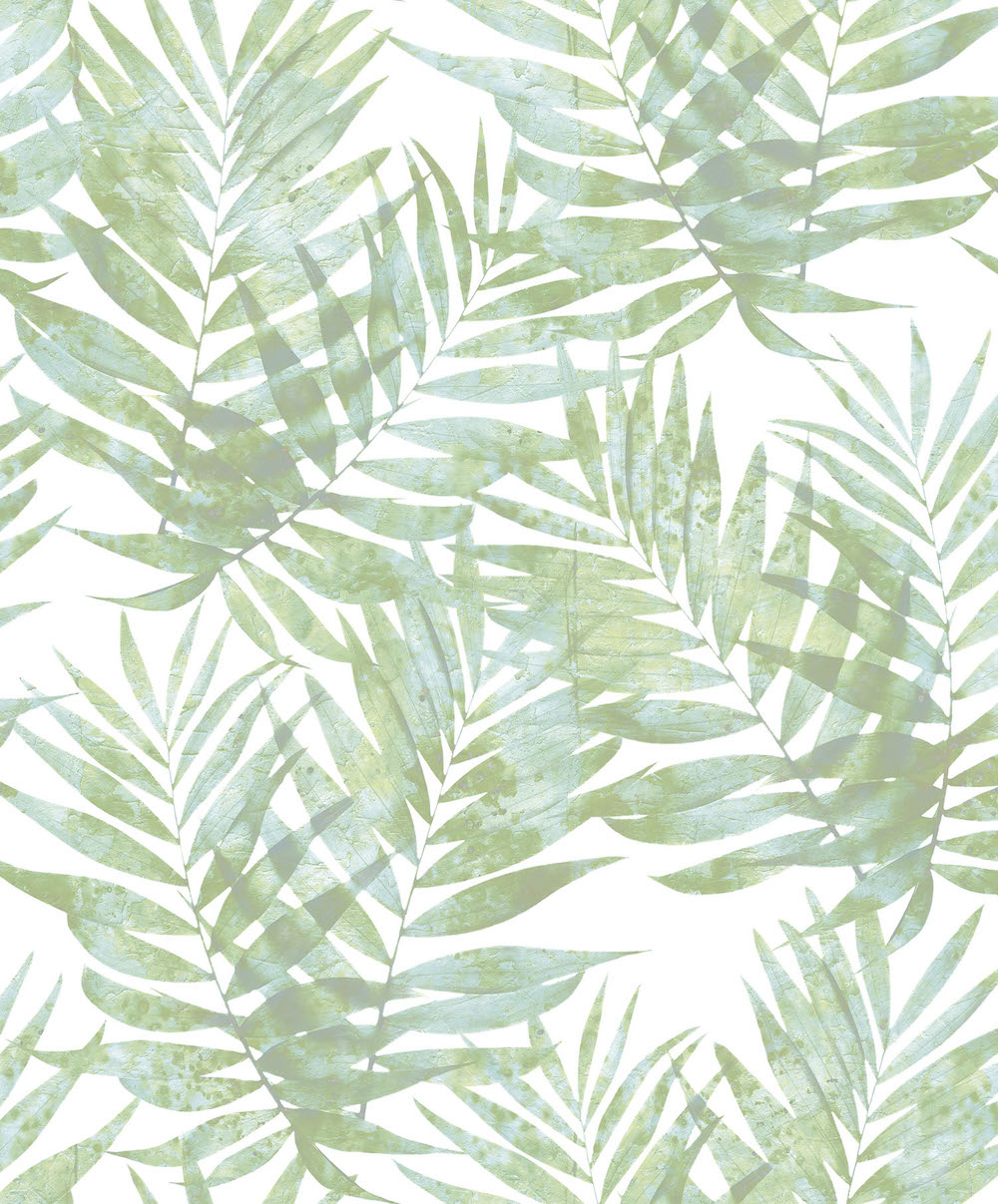 Galerie Organic Textures Tropical Leaves Light Green Wallpaper G67943