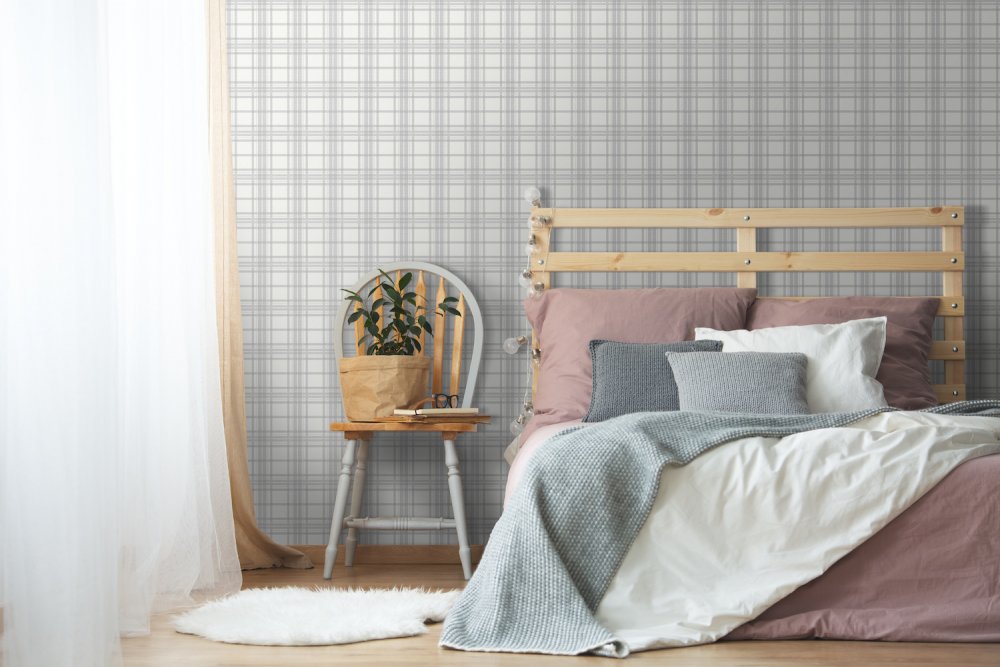 104804 tartan wallpaper in silver and white