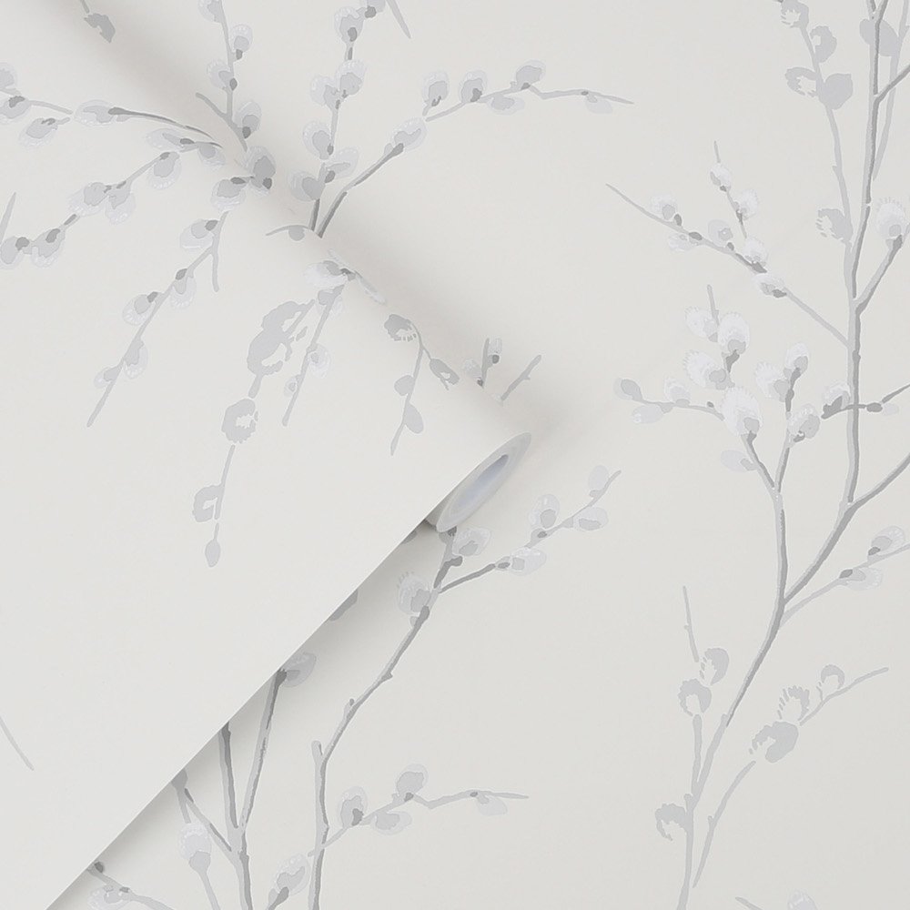 Laura Ashley Pussy Willow Off White/Steel Wallpaper 113359