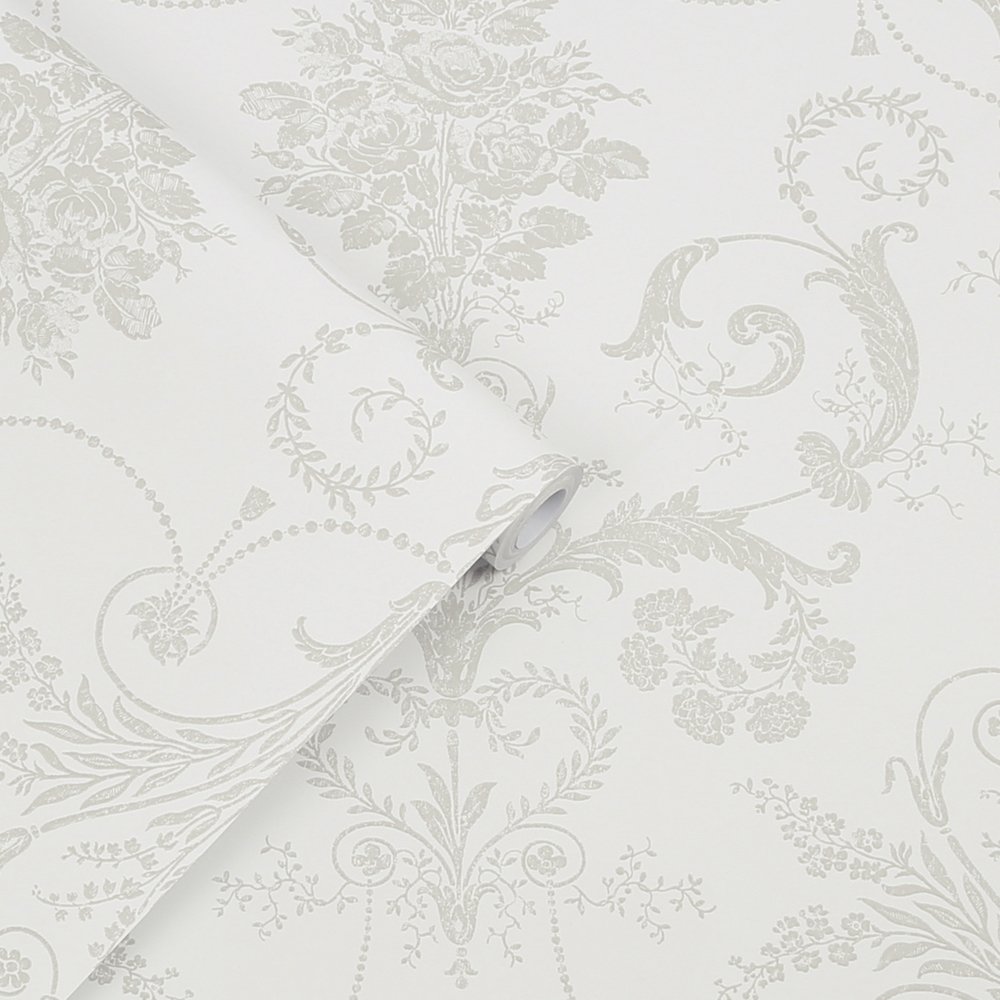 Laura Ashley Josette Dove Grey & White Wallpaper 113385