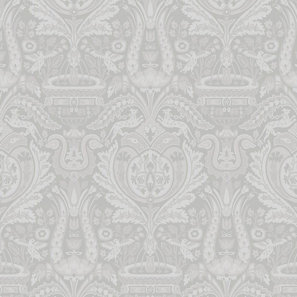 Laura Ashley Heraldic Damask Slate Grey Wallpaper 113410 Allen