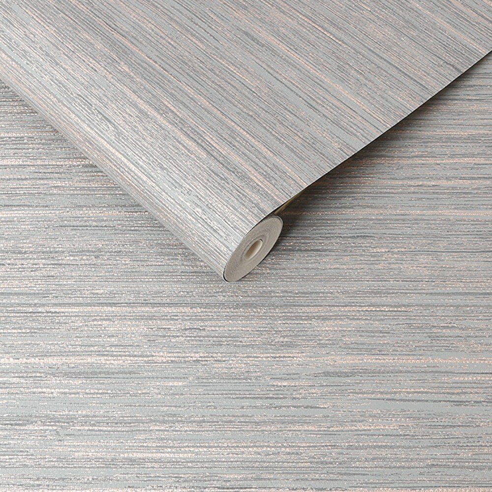 Sisal Texture Dark Grey/Rose Gold Wallpaper 115100