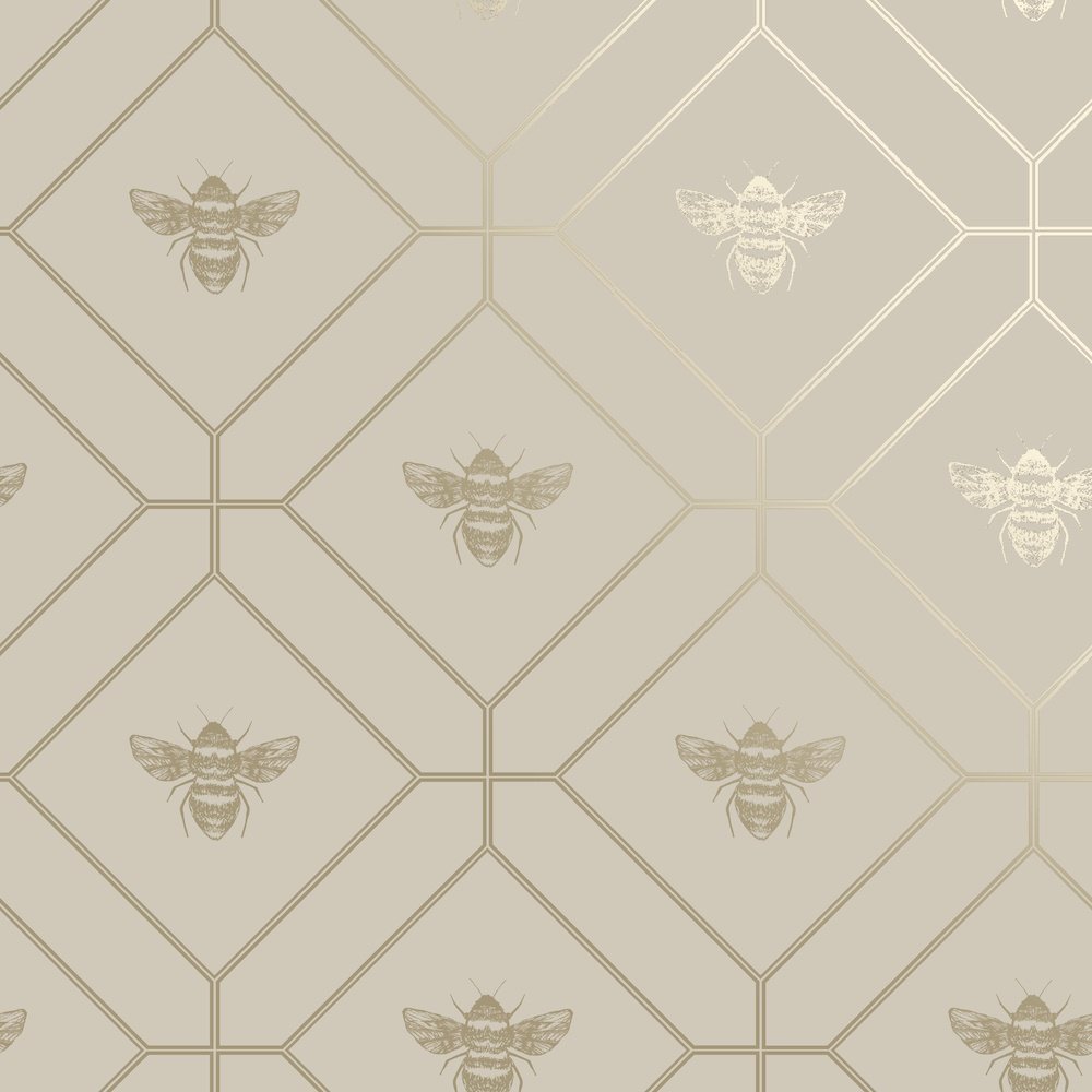 Holden Decor Honeycomb Bee Taupe Wallpaper 13082