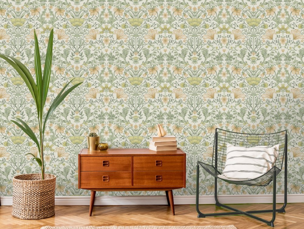 Holden Decor Vintage Floral Cream & Ochre Wallpaper 13392