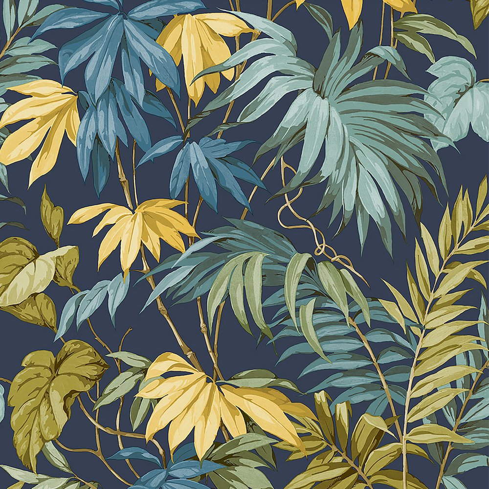 Grandeco Liane Tropicale Navy Wallpaper 167402
