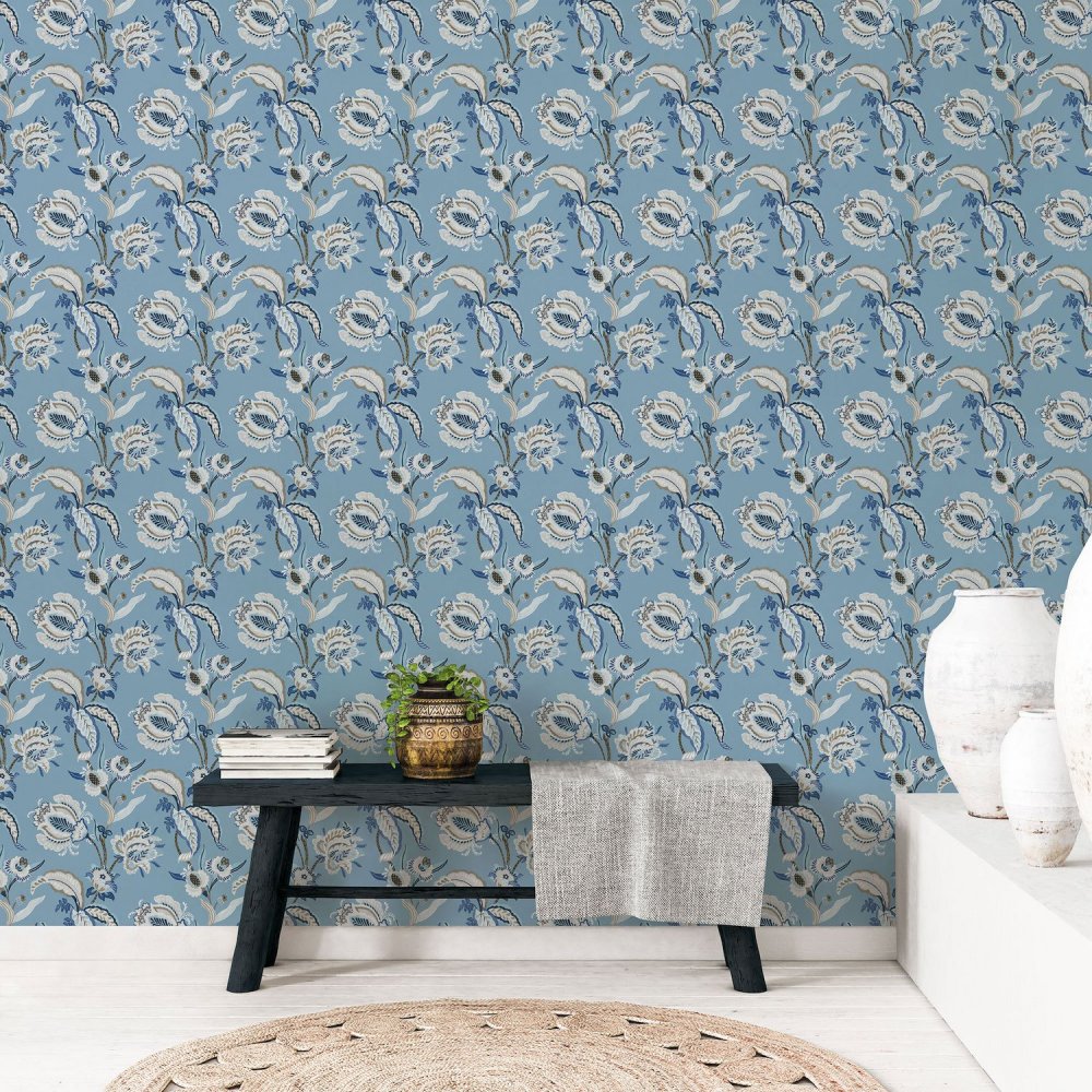 Galerie Abstract Floral Blue Wallpaper 18553