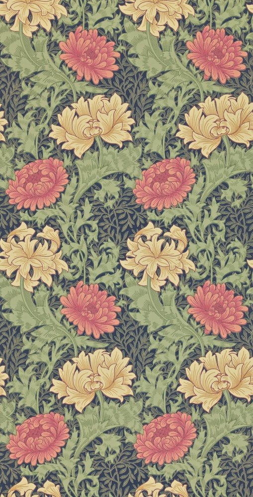 Morris & Co Chrysanthemum Indigo Wallpaper 212549