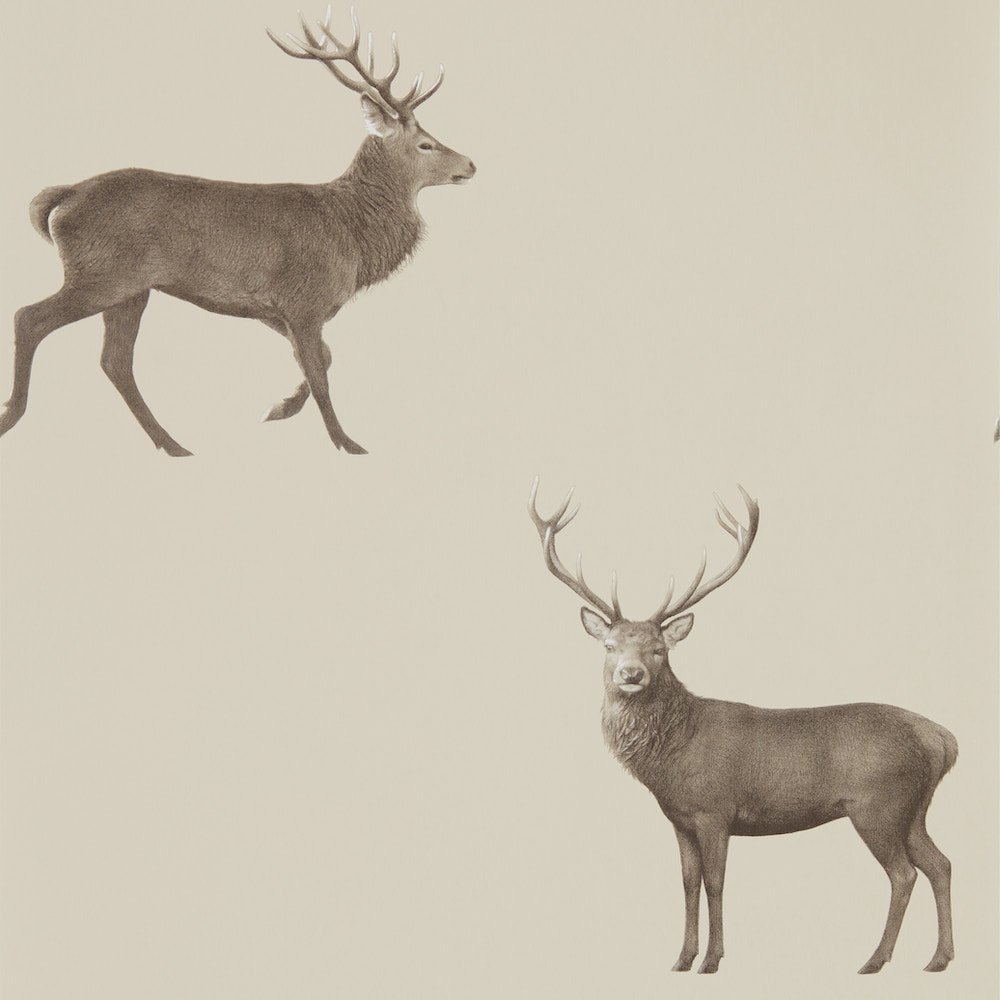 Sanderson Elysian Evesham Deer Birch Wallpaper 216618