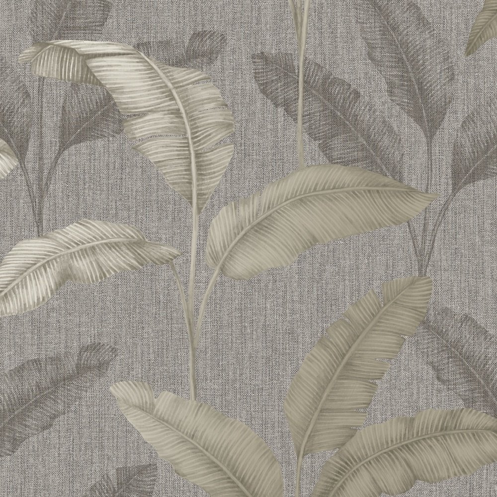 The Design Library Amara Palm Pewter & Gold Wallpaper 283487