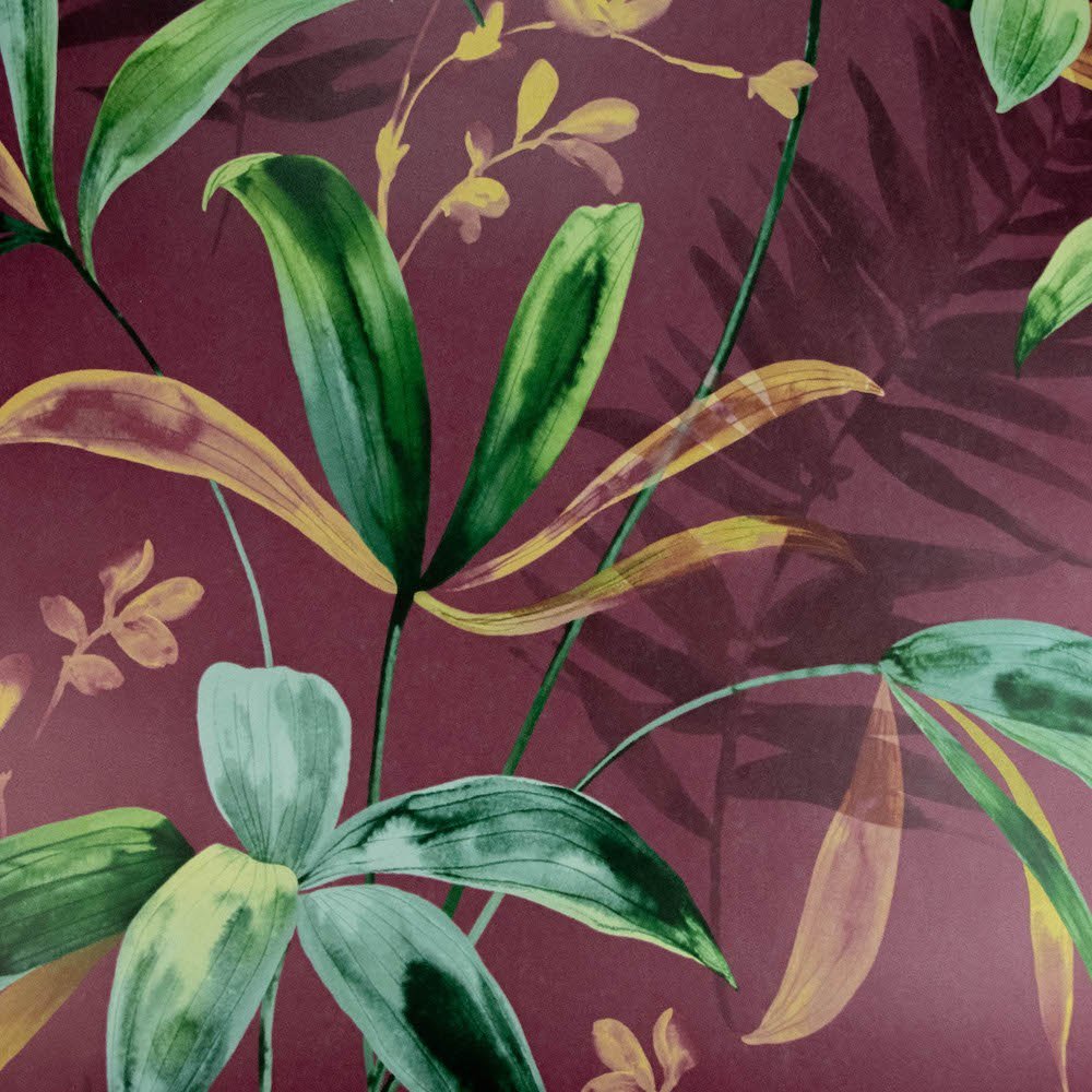 AS Creation Jungle Leaves Plum Wallpaper 377043