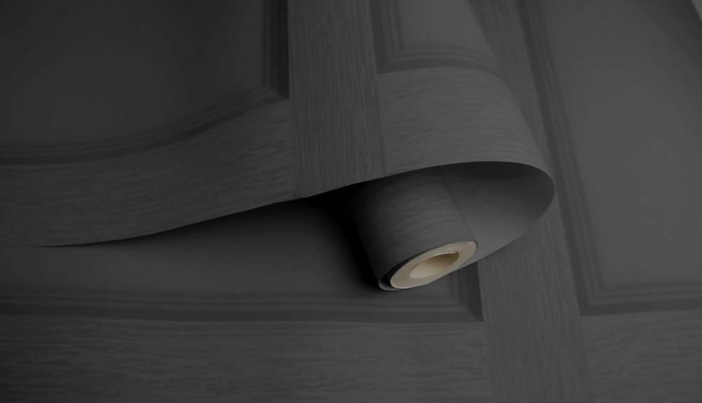 Dark grey wood panelling wallpaper