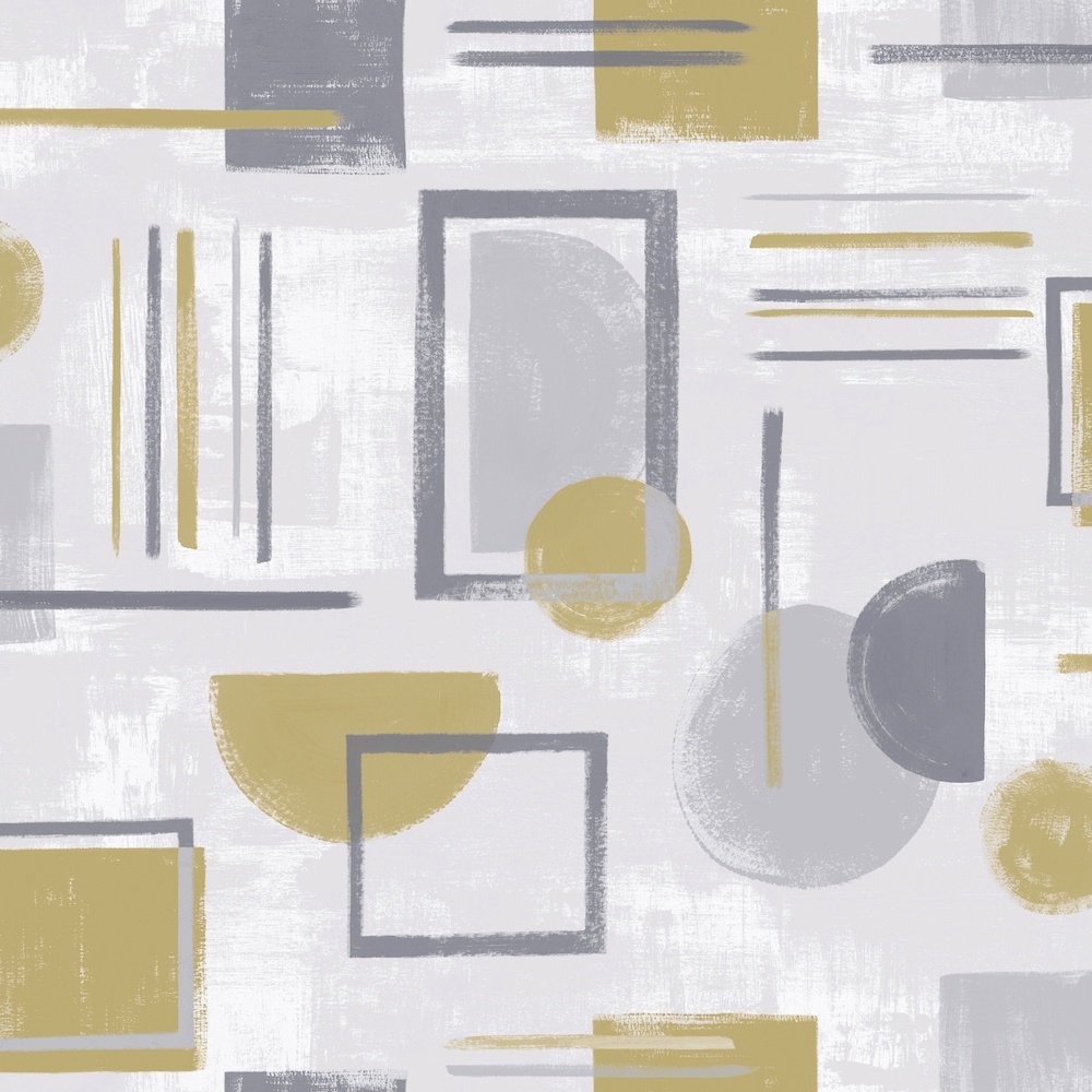 Holden Decor Nordic Geo Grey & Ochre Wallpaper 91331