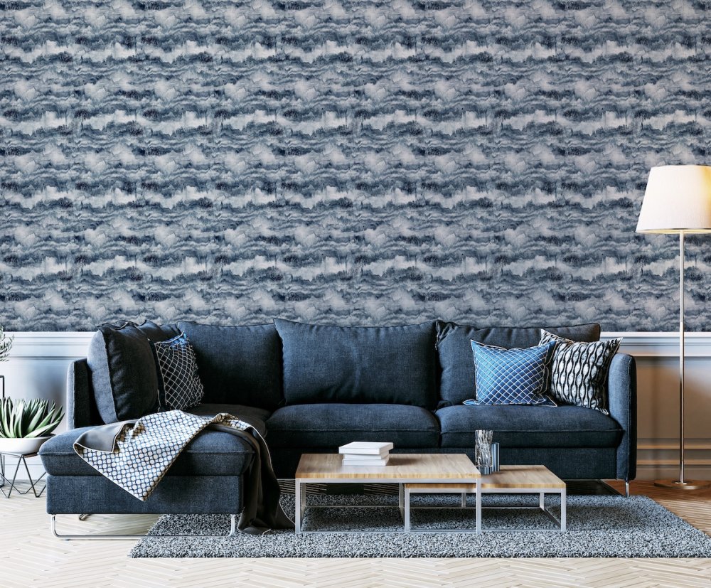 Arthouse Painted Canvas Navy Wallpaper 921606