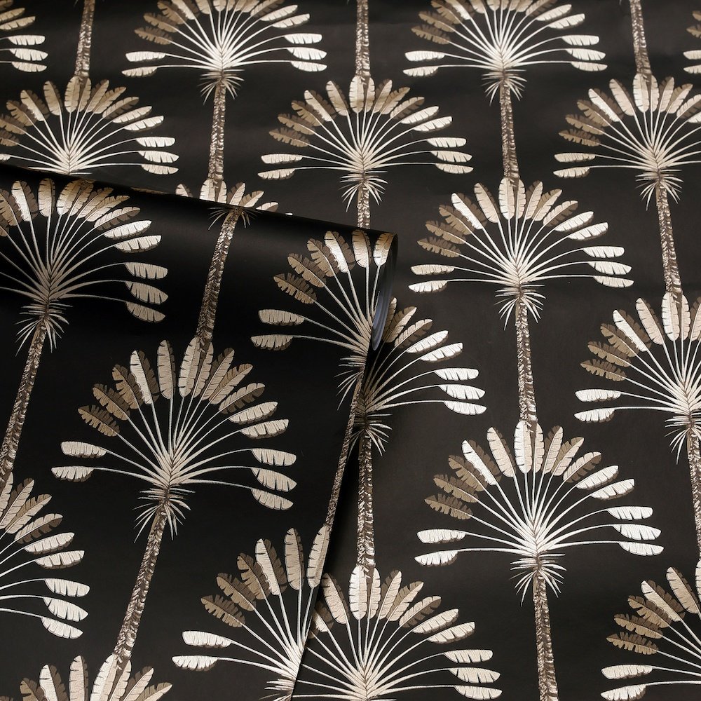 Arthouse Palm Palace Black and Gold Wallpaper