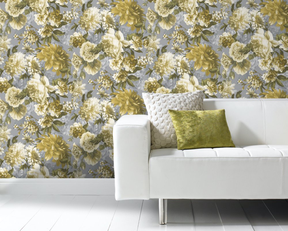 Grandeco Secret Garden Yellow Wallpaper