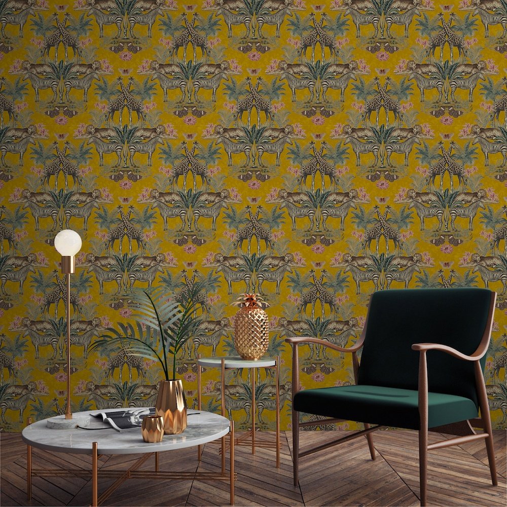 Grandeco Animal Kingdom Ochre Wallpaper A49301