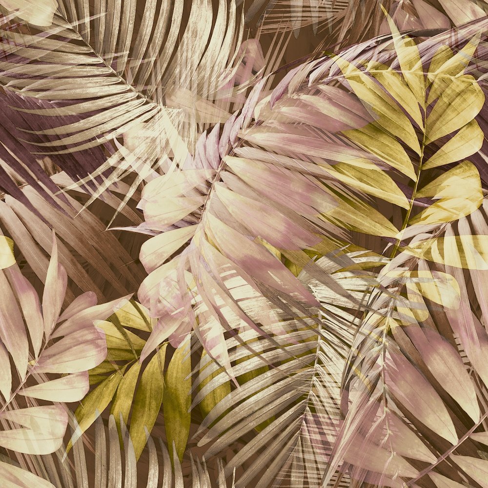 Grandeco Antigua Palm Pink & Ochre Wallpaper 170703