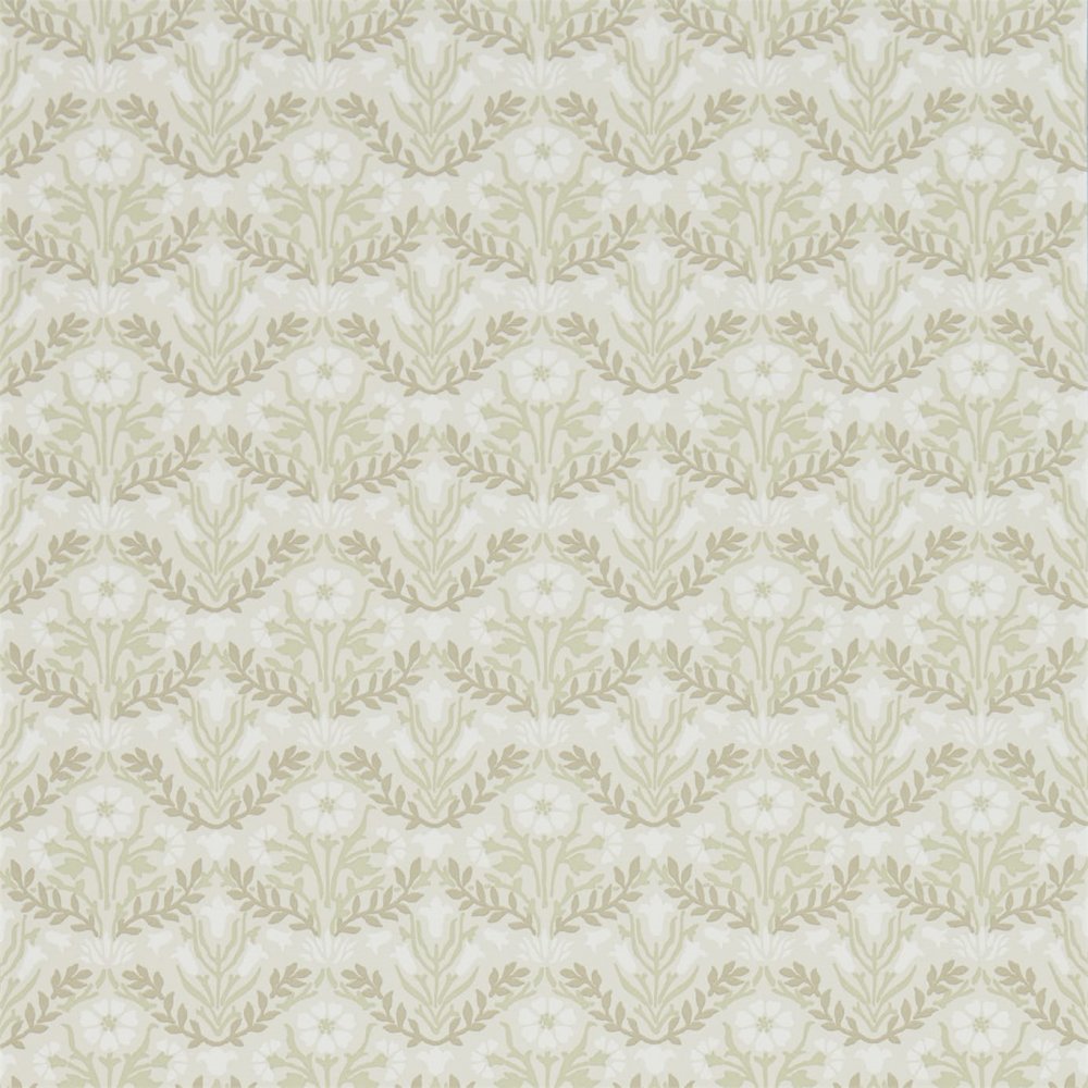 Morris Bellflowers Wallpaper in manilla and olive 216434