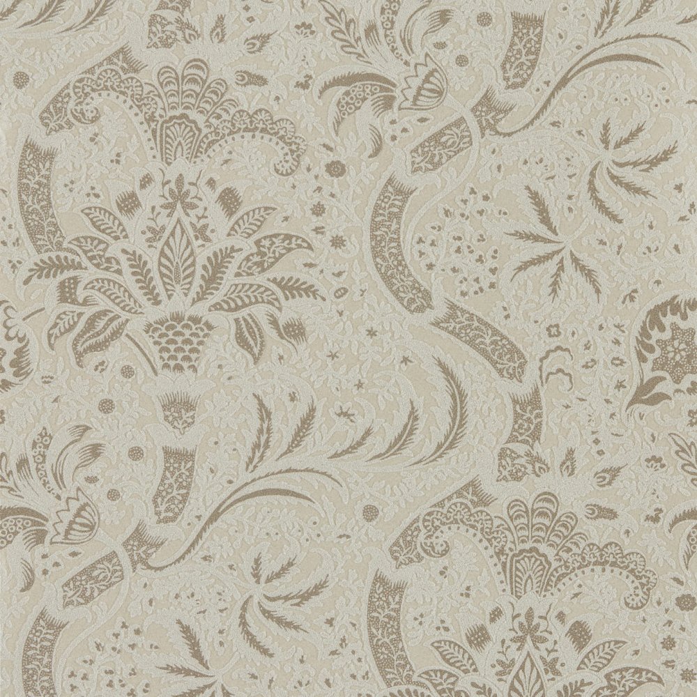 Morris India Beaded wallpaper in stone and linen 216443