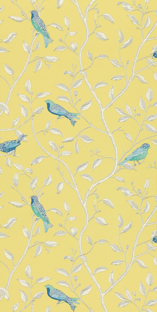 Sanderson Finches Yellow Wallpaper DOPWFI101