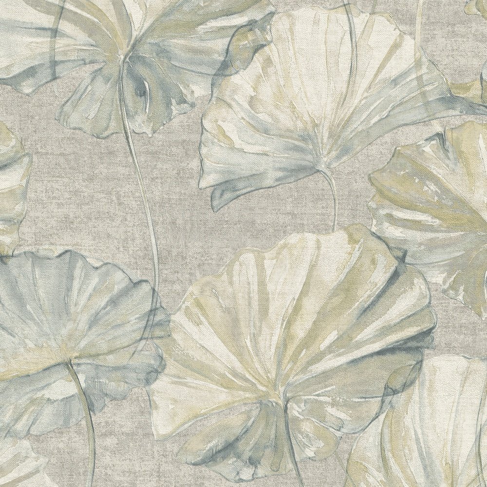 Grandeco Water Lily Grey Wallpaper EE2004