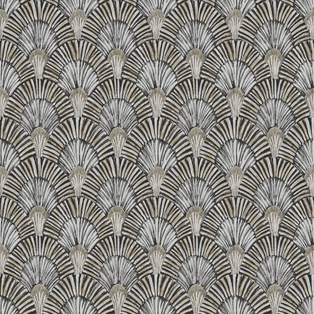 Grandeco Deco Fan Grey Wallpaper JF3003