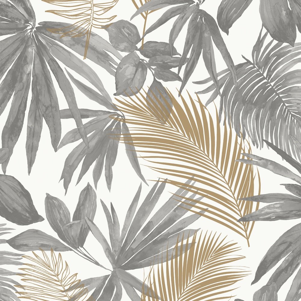 Grandeco Wild Palms Grey Wallpaper JF3601
