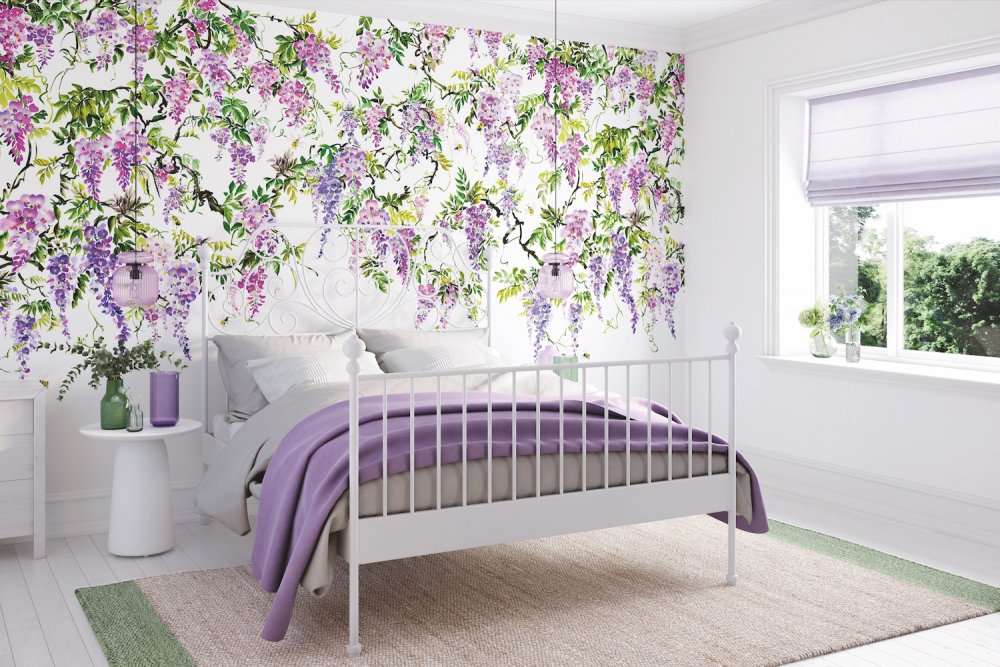 ohpopsi Trailing Wisteria Amethyst Wall Mural