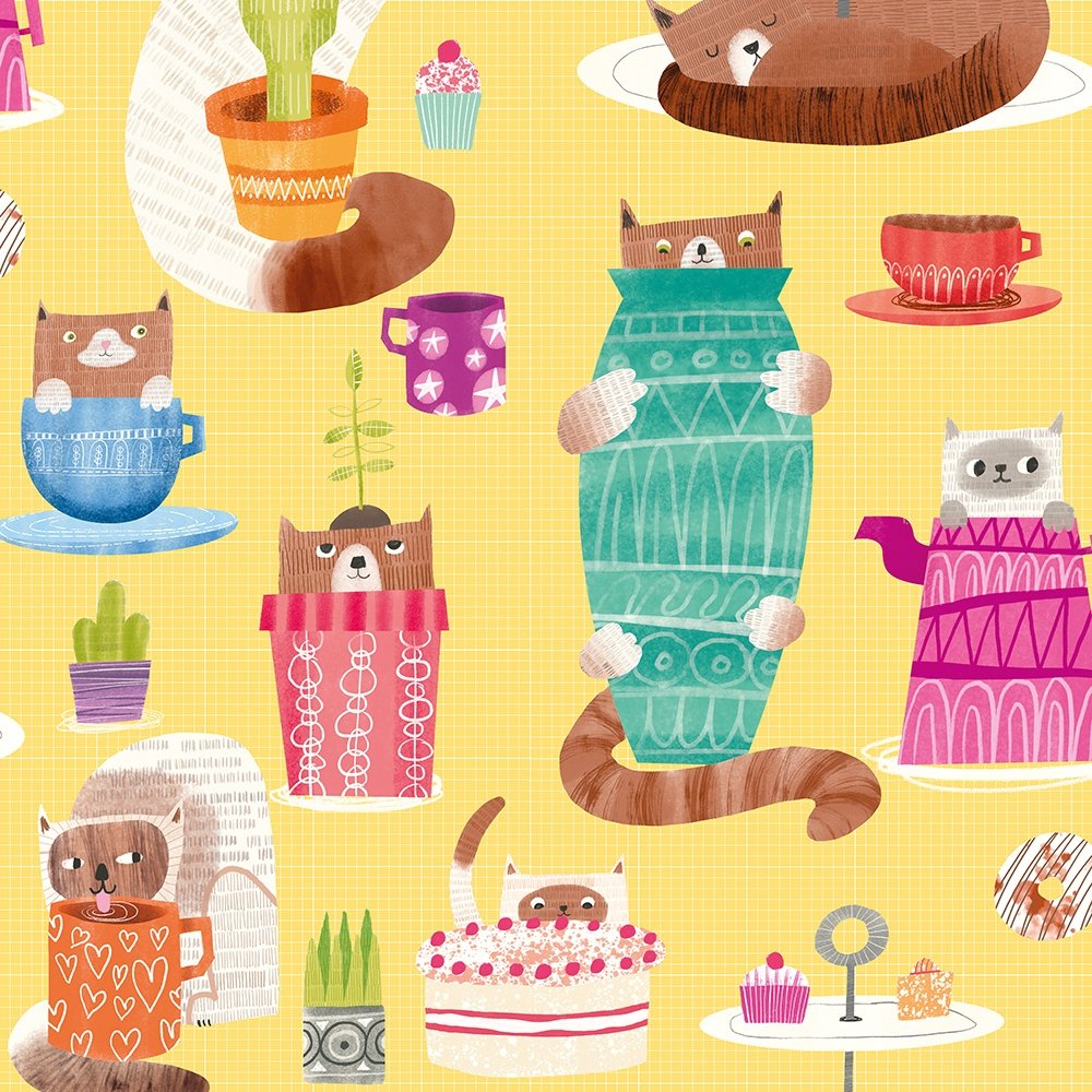 ohpopsi Kitten Kaboodle Dandelion Wallpaper WGU50113W
