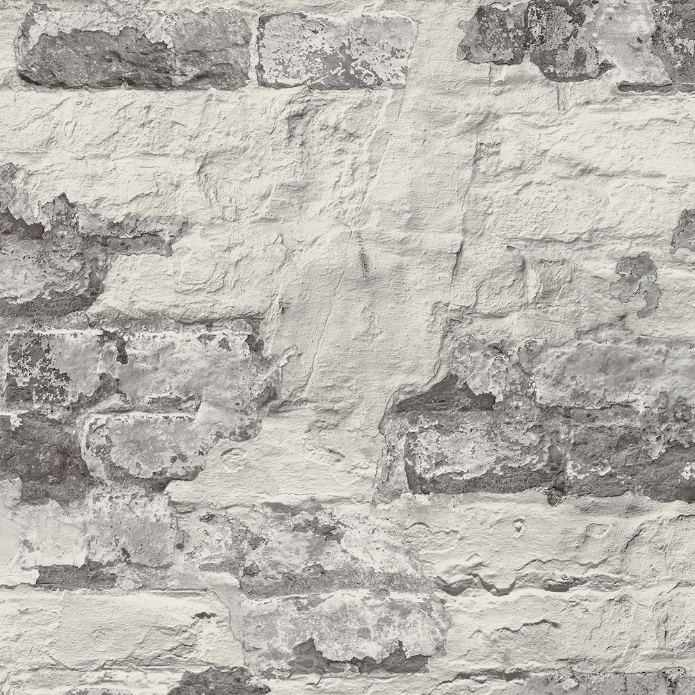Grandeco Patchy Brick Grey Wallpaper WL3301