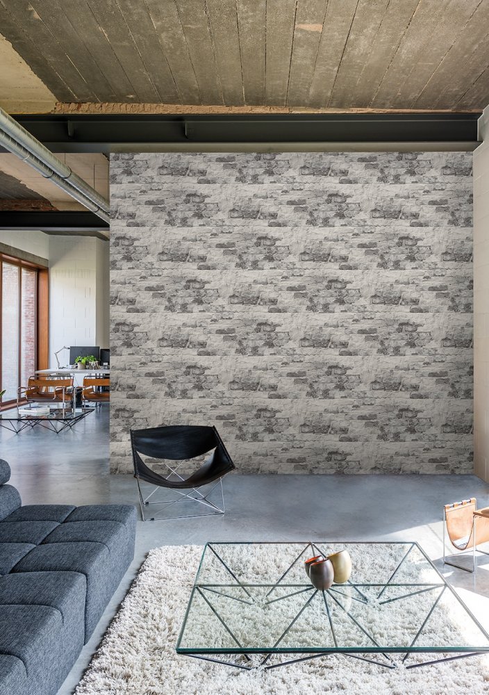 Grandeco Patchy Brick Grey Wallpaper WL3301