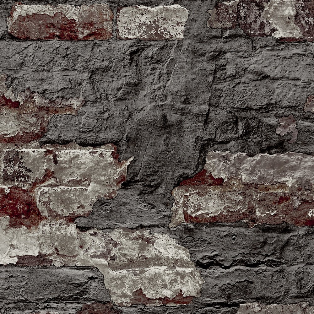 Grandeco Patchy Brick Dark Grey Wallpaper WL3303
