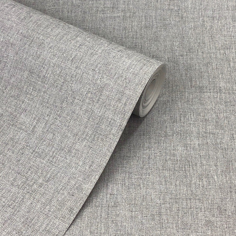 Caselio Linen Plain Grey Wallpaper