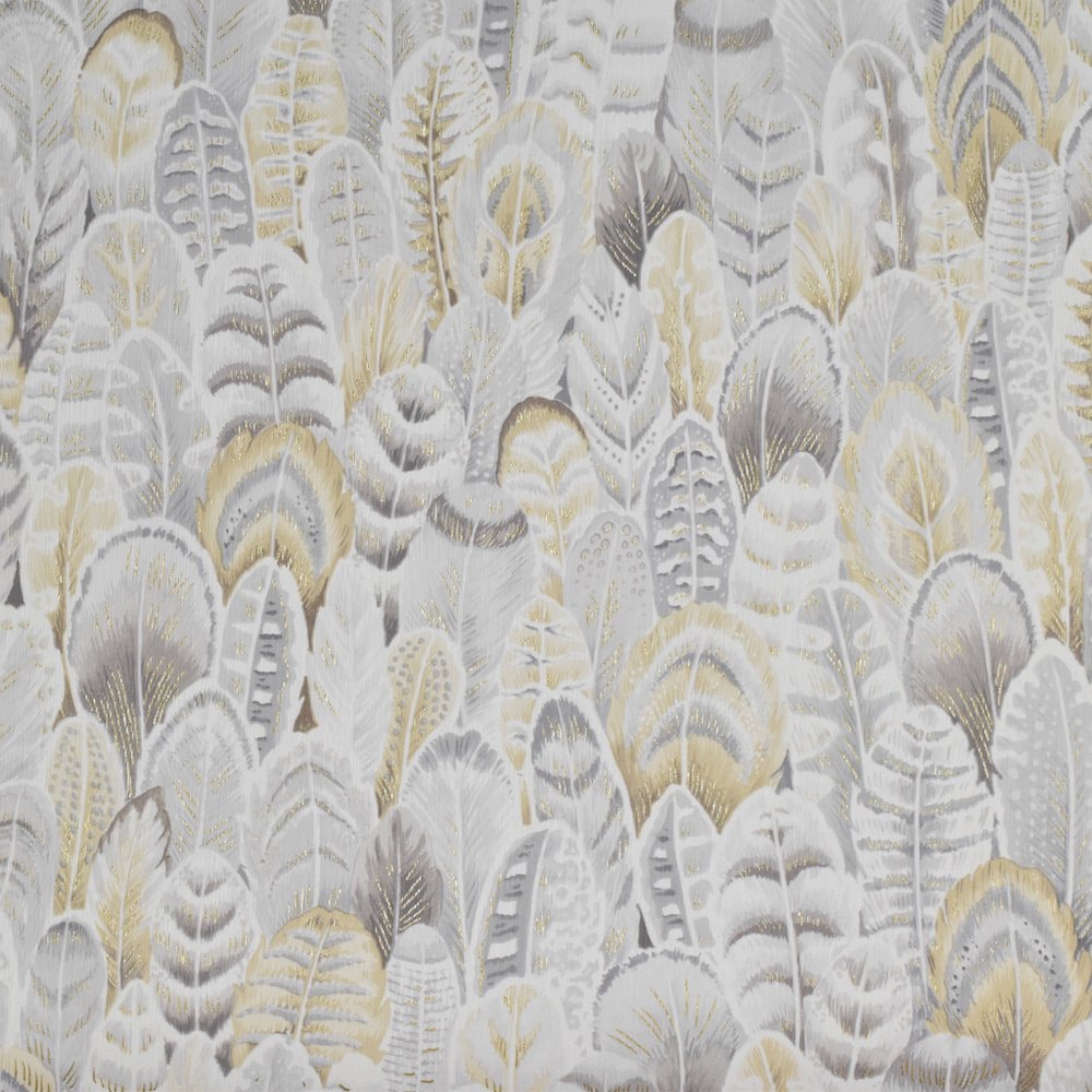 Grandeco Opus Feathers Grey and Yellow Wallpaper OS3106