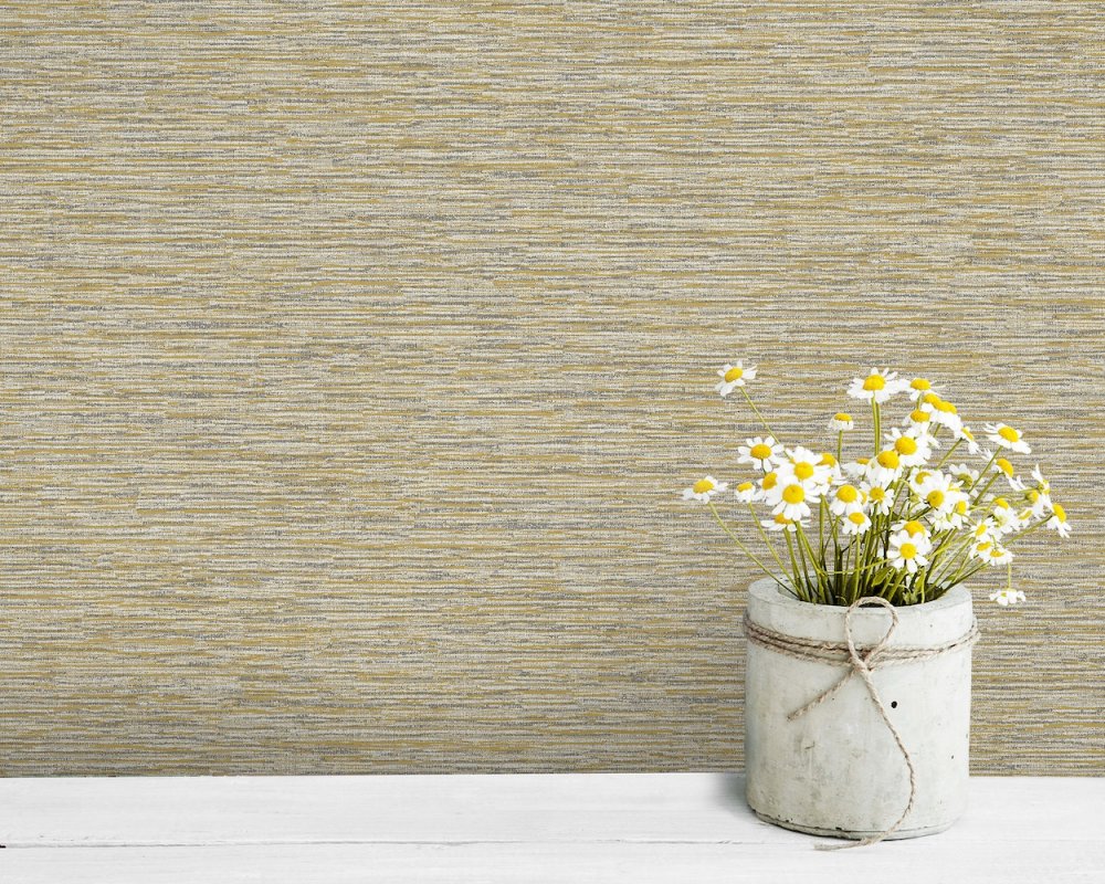 Grandeco Striped Weave Yellow Wallpaper A55604