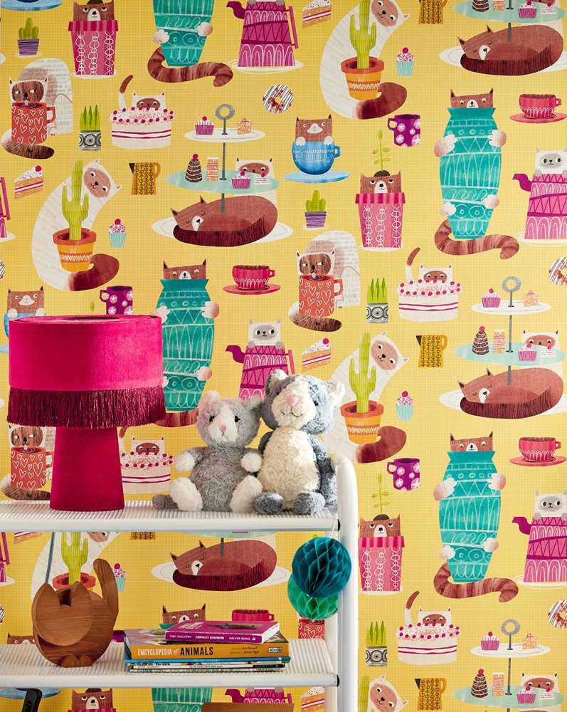ohpopsi Kitten Kaboodle Dandelion Wallpaper
