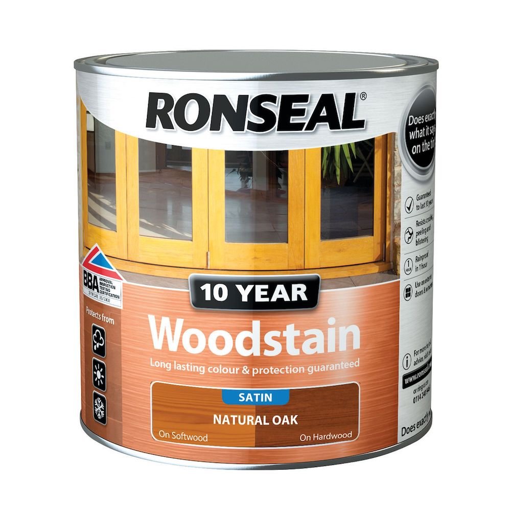 Ronseal 10 Year Exterior Woodstain Satin Natural Oak