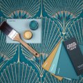 Grandeco Art Deco Nile Palm Textured Wallpaper, Blue Gold | At B&Q - View #5