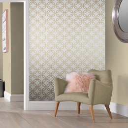 Graham & Brown Eternity White & Gold Wallpaper Room