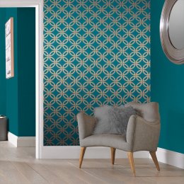 Graham & Brown Eternity Teal & Gold Wallpaper Room