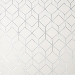 Superfresco Easy Myrtle Geo White & Silver Wallpaper 104121