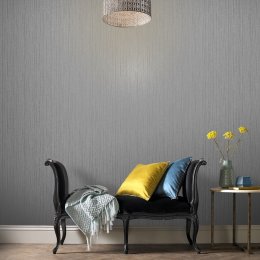 Graham & Brown Bamboo Texture Silver Wallpaper Room