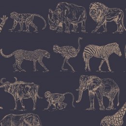 Graham & Brown Safari Midnight and Rose Gold Wallpaper 104893