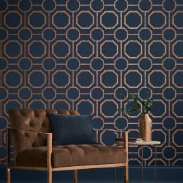 Graham & Brown Sashiko Navy Wallpaper Room