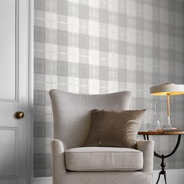 Graham & Brown Tartan White Wallpaper 105905