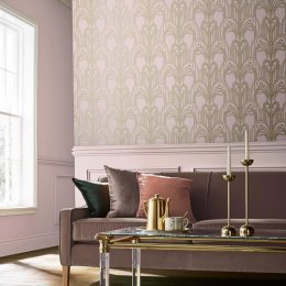 Graham & Brown Art Deco Blush Wallpaper Room