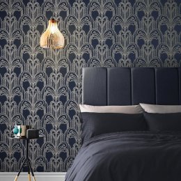 Graham & Brown Art Deco Midnight Wallpaper Room
